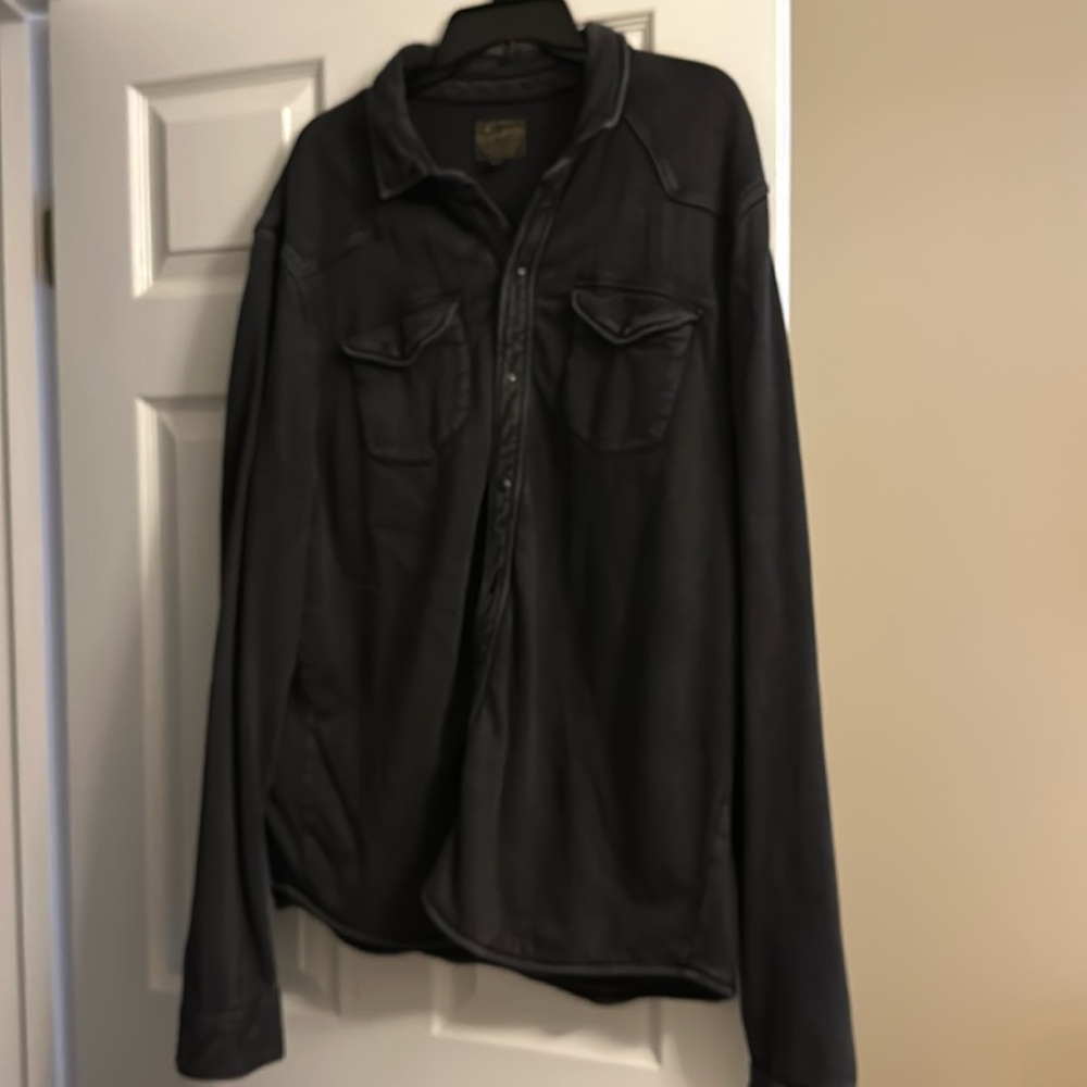 Men’s size XXL Lucky Brand snap down long sleeve black denim lined denim shirt